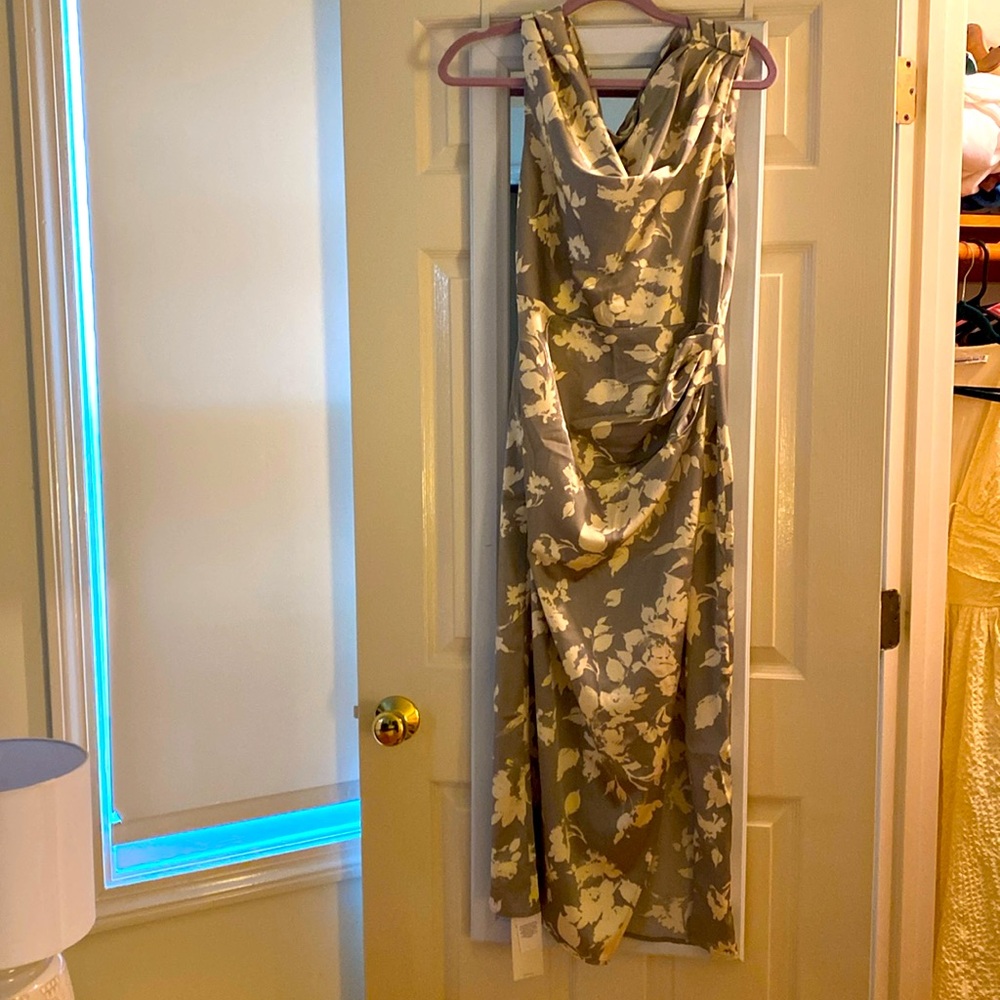 Assymetrical draped maxi dress NWT